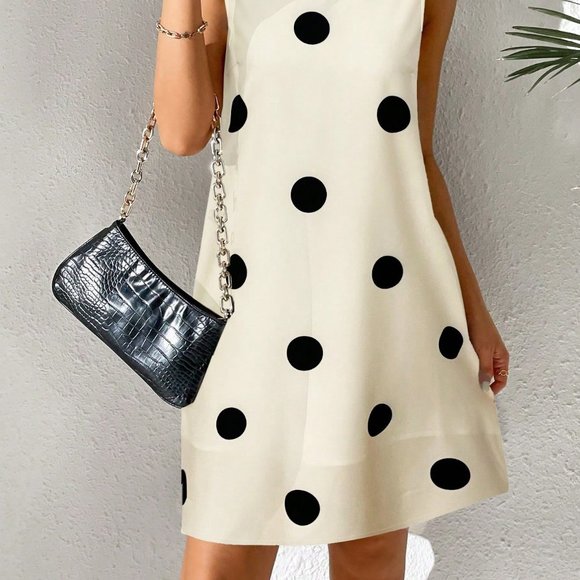 Apricot Boho Womens Polka Dot Print Sleeveless Dress - Picture 4 of 5